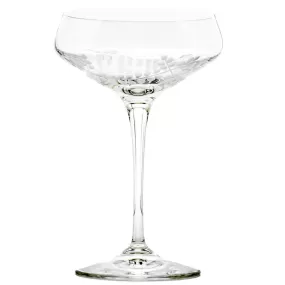 Coppa da champagne vintage molata a mano con decorazione opaca